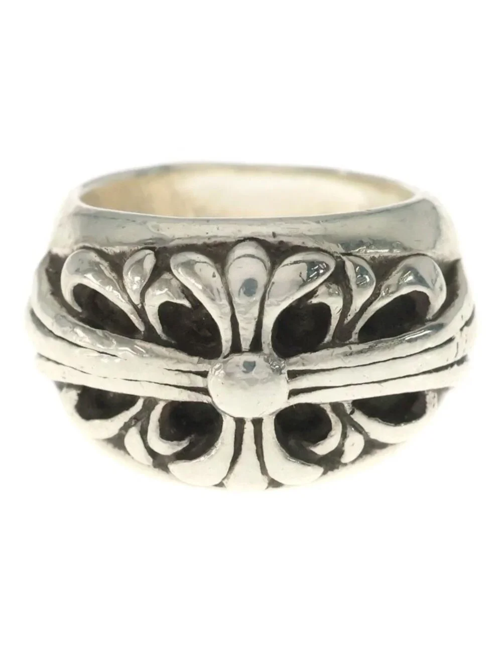 Chrome Hearts Flrl Crs Floral Cross Ring Silver